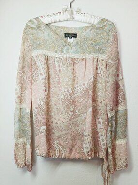 Gai Mattiolo Women's Size S Boho Sheer Paisley/ Floral Print Top